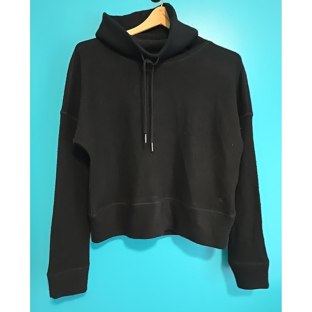 UGG 100% Soft Merino Wool Size S Women's Drawstring Mock Cowl Neck Sweater Black